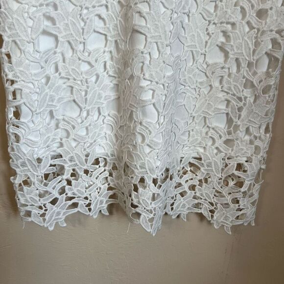 RYAN MICHELLE Sheath Dress Medium White Lace Overlay Lined Bell Sleeve Summer - Picture 7 of 16